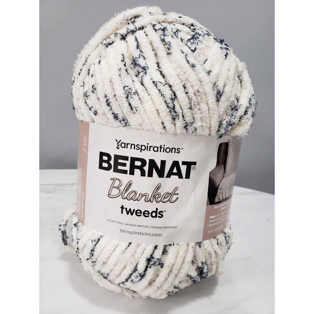 Bernat Blanket Tweed Yarn, Ivory Tweed Color, 10.5 oz, Super‎ Bulky 6 Weight